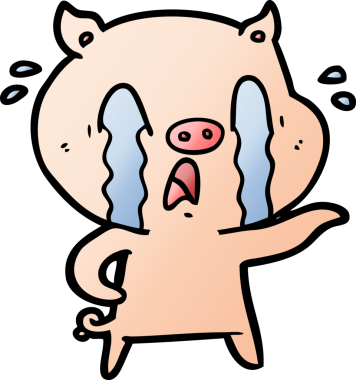 Bir insan tarafından çizilmiş ağlayan domuz çizgi filmi.