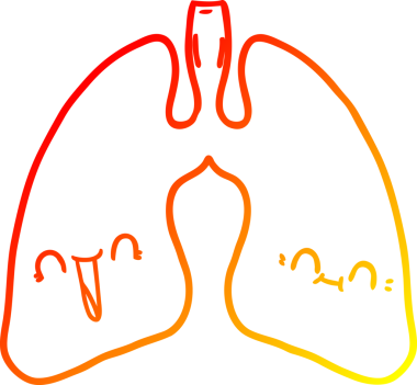 Bir insan tarafından çizilmiş bir karikatür akciğerinin sıcak gradyan çizimi