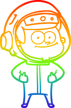 gökkuşağı gradyan çizimi mutlu bir astronot çizgi filmi bir insan tarafından çizildi