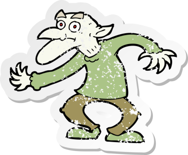 Bir insan tarafından çizilmiş çizgi film cininin gerilimli yapıştırması.