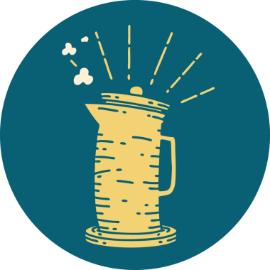 Bir insan tarafından çizilmiş dövme stili kahve sürahisi.