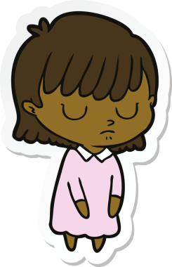 Bir insan tarafından çizilmiş bir karikatür kadının çıkartması.