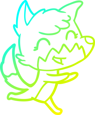 Bir insan tarafından çizilmiş mutlu bir tilkinin soğuk çizgi çizimi.