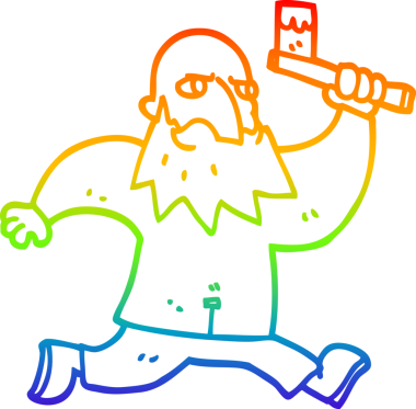 Bir insan tarafından çizilmiş kanlı baltayla çizilmiş bir karikatür çizimi.