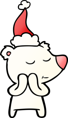 Bir insan tarafından çizilmiş Noel Baba şapkası giyen bir kutup ayısının gradyan çizimi.