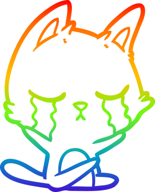 Bir insan tarafından çizilmiş ağlayan çizgi film kedisinin çizimi.