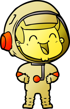 Bir insan tarafından çizilmiş mutlu astronot çizgi filmi.