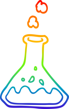Bir insan tarafından çizilmiş şişedeki karikatür kimyasallarının çizimi.