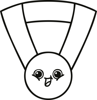 Bir insan tarafından çizilmiş altın madalyanın çizgi çizimi.