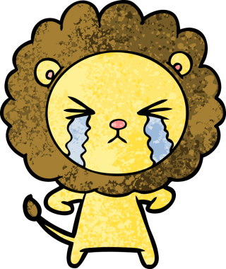 Bir insan tarafından çizilmiş ağlayan bir aslan.