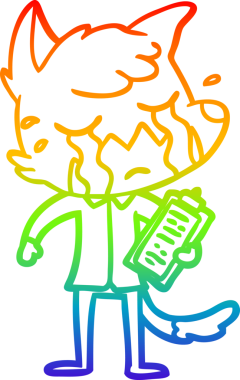 Bir insan tarafından çizilmiş ağlayan bir tilki çizgi filminin çizimi.