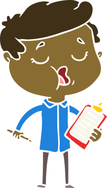 Bir insan tarafından çizilmiş düz renkli karikatür adam