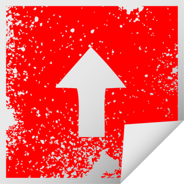 Bir insan tarafından çizilmiş işaretli okun kare soyma etiketi.