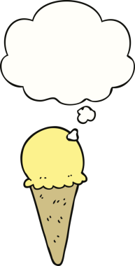 Bir insan tarafından çizilmiş düşünce balonlu karikatür dondurması.