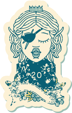 Retro Dövme Tarzı Cüce Bir insan tarafından çizilmiş 20 zar atışıyla