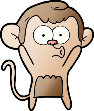 Bir insan tarafından çizilmiş, şaşırmış maymun çizgi filmi.