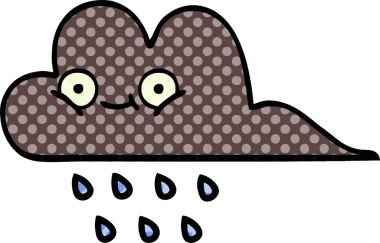 Bir insan tarafından çizilmiş fırtına yağmuru bulutu çizgi filmi.