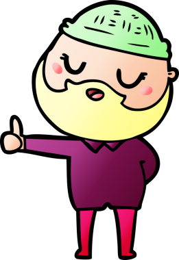 Bir insan tarafından çizilmiş sakallı bir çizgi film adamı.