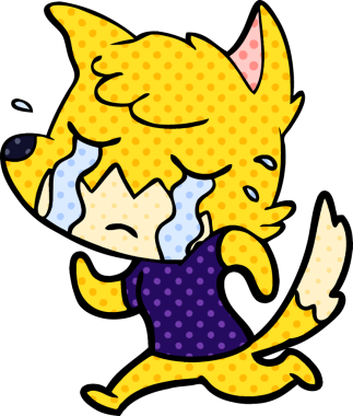 Bir insan tarafından çizilmiş ağlayan tilki çizgi filmi.