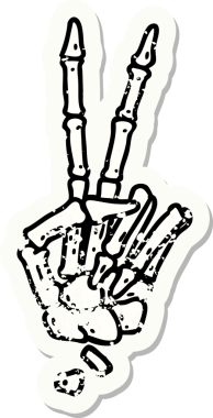 Geleneksel bir iskelet stili, bir insan tarafından çizilmiş bir barış işareti.