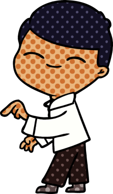 Bir insan tarafından çizilmiş gülümseyen çocuk.