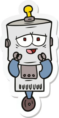 Bir insan tarafından çizilmiş robot karikatür çıkartması.