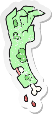 Bir insan tarafından çizilmiş zombi çizgi filminin gerilmiş çıkartması.