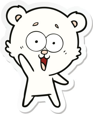 Bir insan tarafından çizilmiş el sallayan oyuncak ayının çıkartması.