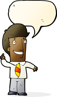 Bir insan tarafından çizilmiş konuşma baloncuğu fikri olan bir ofis çalışanı.