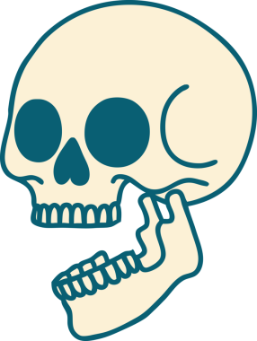 Bir insan tarafından çizilmiş bir kafatasının ikonik dövme şekli