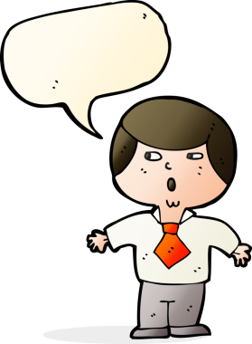 Bir insan tarafından çizilmiş konuşma balonuyla şok olmuş bir çocuk.