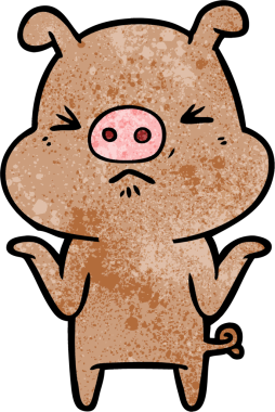 Bir insan tarafından çizilmiş kızgın domuz çizgi filmi.