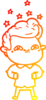 Bir insan tarafından çizilmiş, heyecanlı bir çizgi film çizimi.