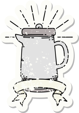 Bir insan tarafından çizilmiş dövme stili eski bir kahve fincanı.