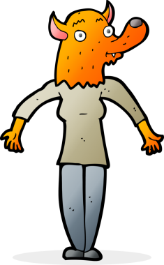 Bir insan tarafından çizilmiş tilki kadın çizgi filmi.