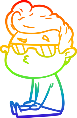 Gökkuşağı gradyan çizimi. Bir insan tarafından çizilmiş havalı bir adamın çizimi.