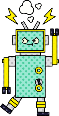 bir insan tarafından çizilmiş bir robotun çizgi roman tarzı