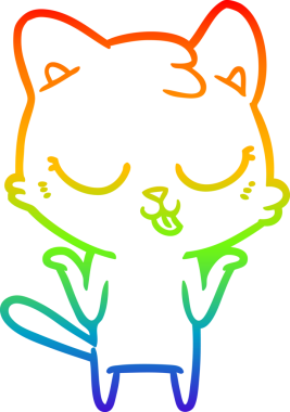 Çizgi film kedisinin çizdiği gökkuşağı gradyanı bir insan tarafından çizilmiş omuzlar.