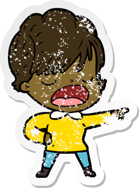 Bir insan tarafından çizilmiş karikatür kadının sıkıntılı çıkartması.