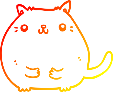 Bir insan tarafından çizilmiş çizgi film kedisinin sıcak çizgi çizimi