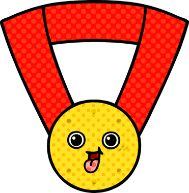 Bir insan tarafından çizilmiş altın madalyanın karikatürü.