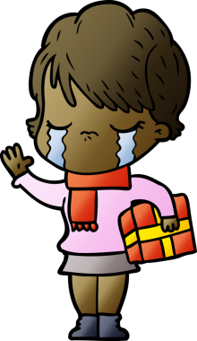 Bir insan tarafından çizilmiş ağlayan çizgi film kadını.