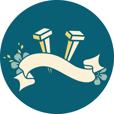 Bir insan tarafından çizilmiş demir çivi sancağıyla dövme stili simgesi