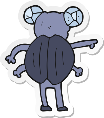 Bir insan tarafından çizilmiş böceği gösteren bir karikatür çıkartması.