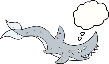 Bir insan tarafından çizilmiş serbest çizim balon köpek balığı.