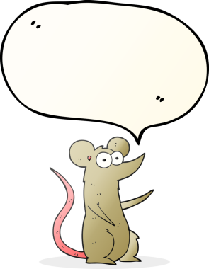 Bir insan tarafından çizilmiş serbest konuşma balonu çizgi film faresi.