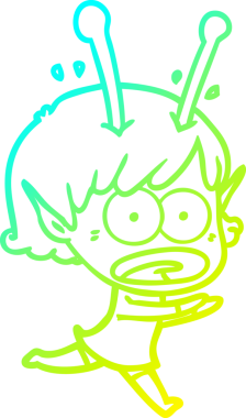 Bir çizgi film karakteri, bir insan tarafından çizilmiş soğuk gradyan çizimi.