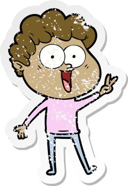 Bir insan tarafından çizilmiş mutlu bir adamın sıkıntılı çıkartması.