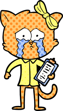 Bir insan tarafından çizilmiş çizgi film kedisi.