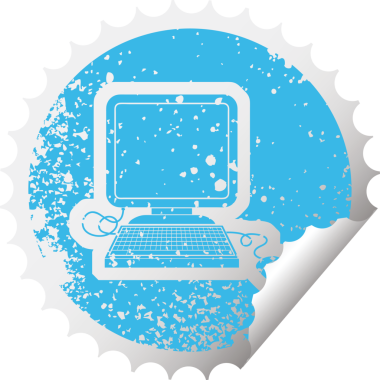 Bir insan tarafından çizilmiş fareli bilgisayarın sıkıntılı etiket resmiName